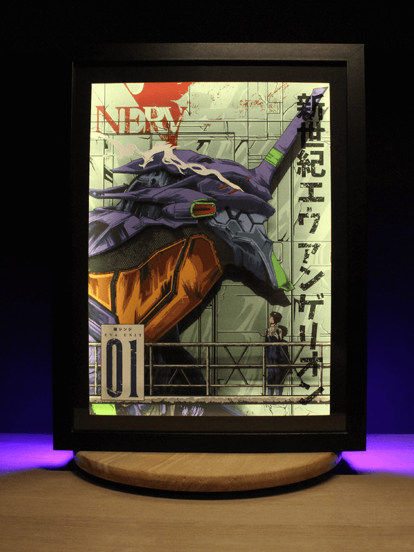 Dioramax - Cadre lumineux LED Evangelion | Déco Gaming-room | Tableau lumineux | Affiche jeux vidéo | Idée cadeau gamer | Retro-gaming