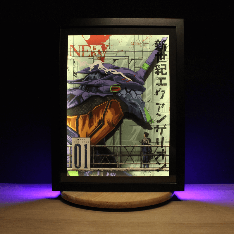 Dioramax - Cadre lumineux LED Evangelion | Déco Gaming-room | Tableau lumineux | Affiche jeux vidéo | Idée cadeau gamer | Retro-gaming