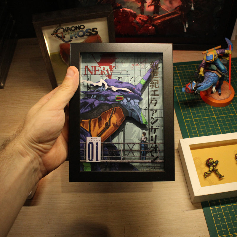 Dioramax - Cadre lumineux LED Evangelion | Déco Gaming-room | Tableau lumineux | Affiche jeux vidéo | Idée cadeau gamer | Retro-gaming