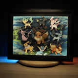 Diorama Pokemon Evoli, déco gaming room, cadre lumineux