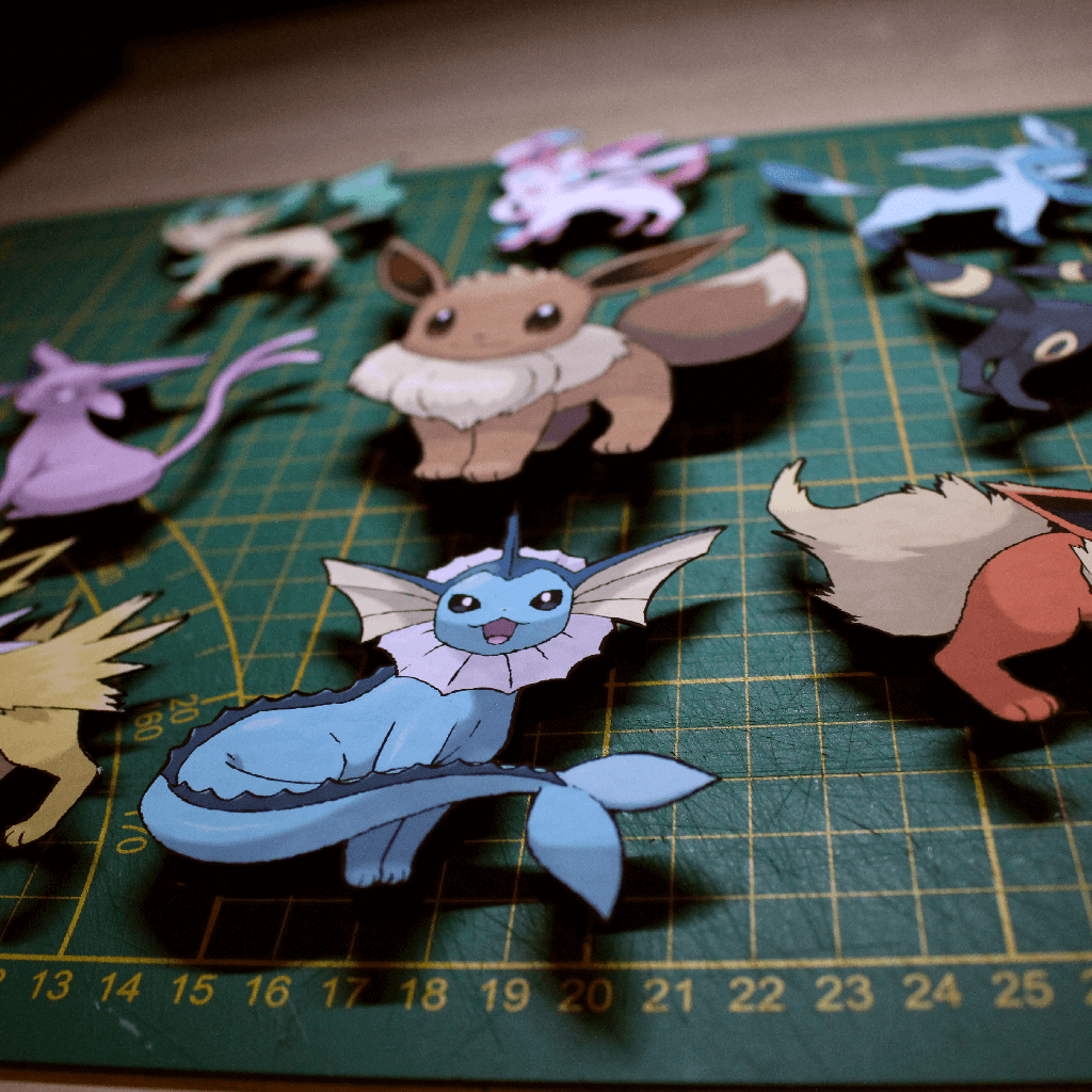 Dioramax - Cadre lumineux LED Pokemon Evoli | Déco Gaming-room | Tableau lumineux | Affiche jeux vidéo | Idée cadeau gamer | Retro-gaming