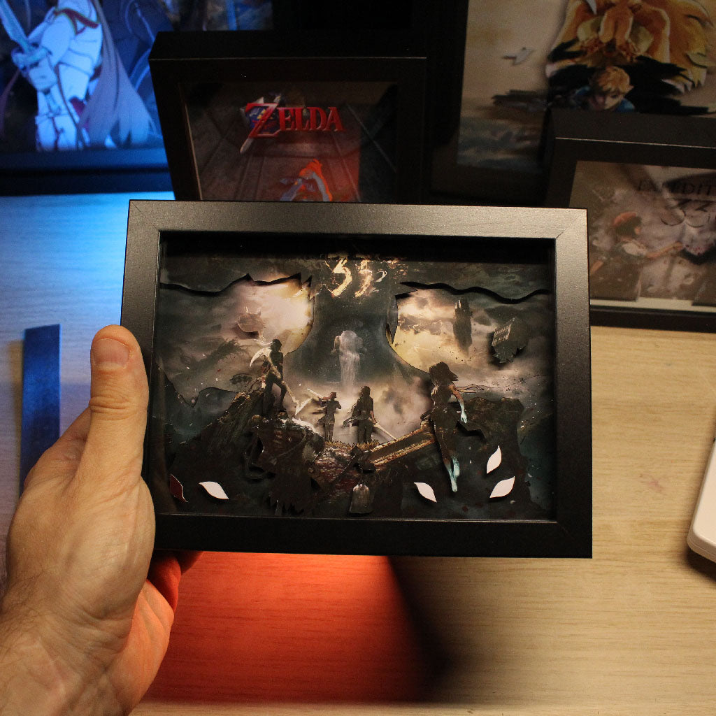 Dioramax - Cadre lumineux LED Expedition 33 | Déco Gaming-room | Tableau lumineux | Affiche jeux vidéo | Idée cadeau gamer | Retro-gaming