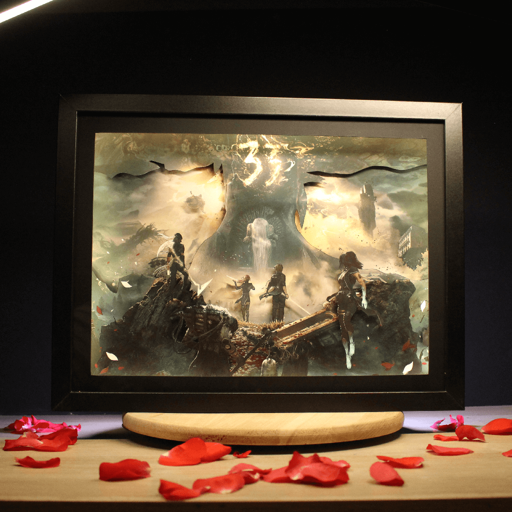 Dioramax - Cadre lumineux LED Expedition 33 | Déco Gaming-room | Tableau lumineux | Affiche jeux vidéo | Idée cadeau gamer | Retro-gaming