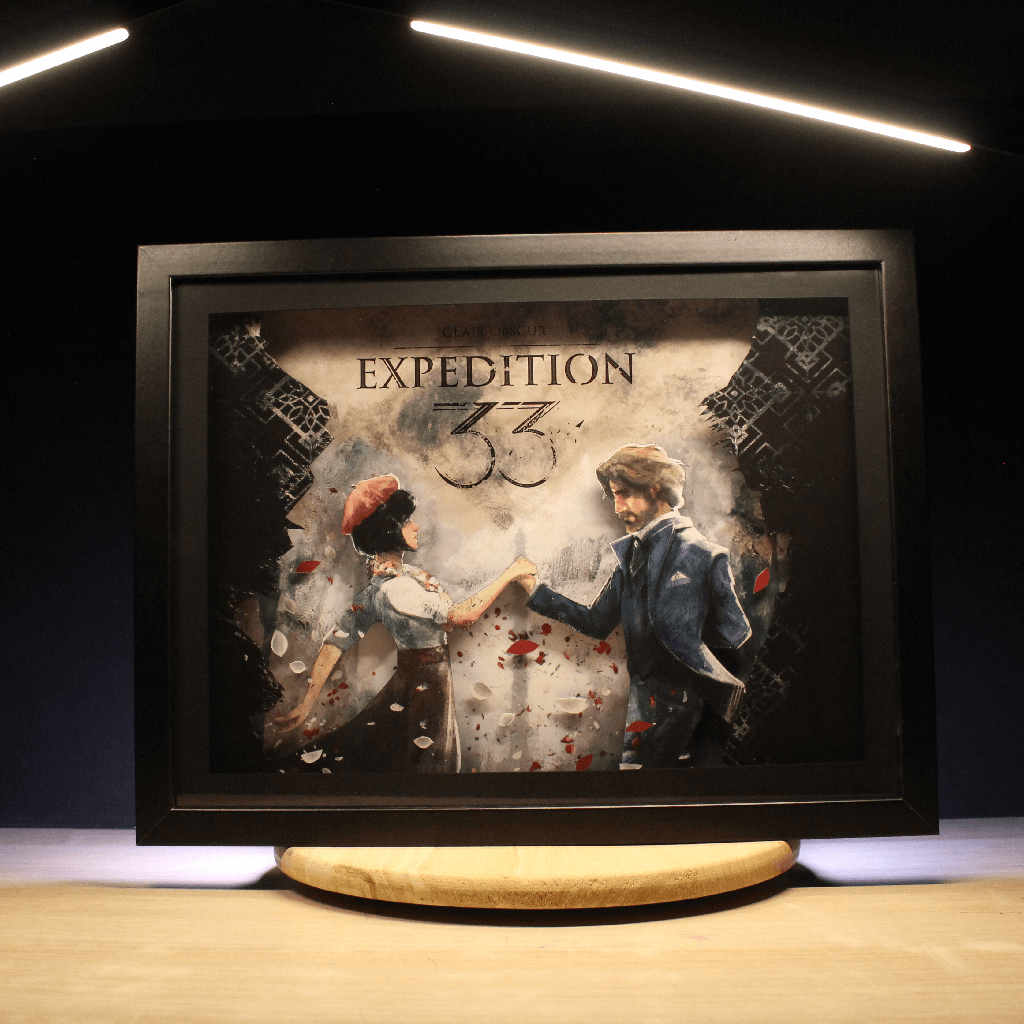 Dioramax - Cadre lumineux LED Expedition 33 | Déco Gaming-room | Tableau lumineux | Affiche jeux vidéo | Idée cadeau gamer | Retro-gaming