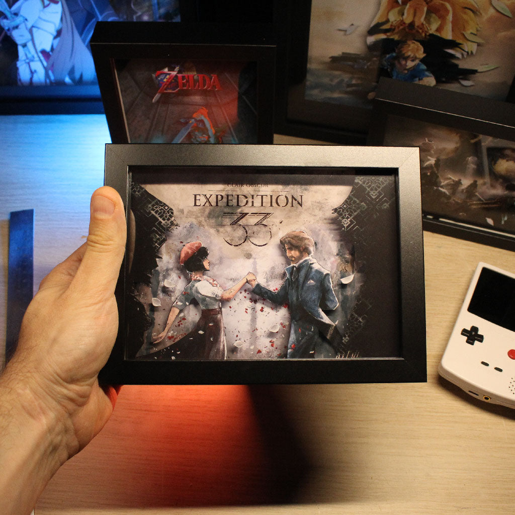 Dioramax - Cadre lumineux LED Expedition 33 | Déco Gaming-room | Tableau lumineux | Affiche jeux vidéo | Idée cadeau gamer | Retro-gaming