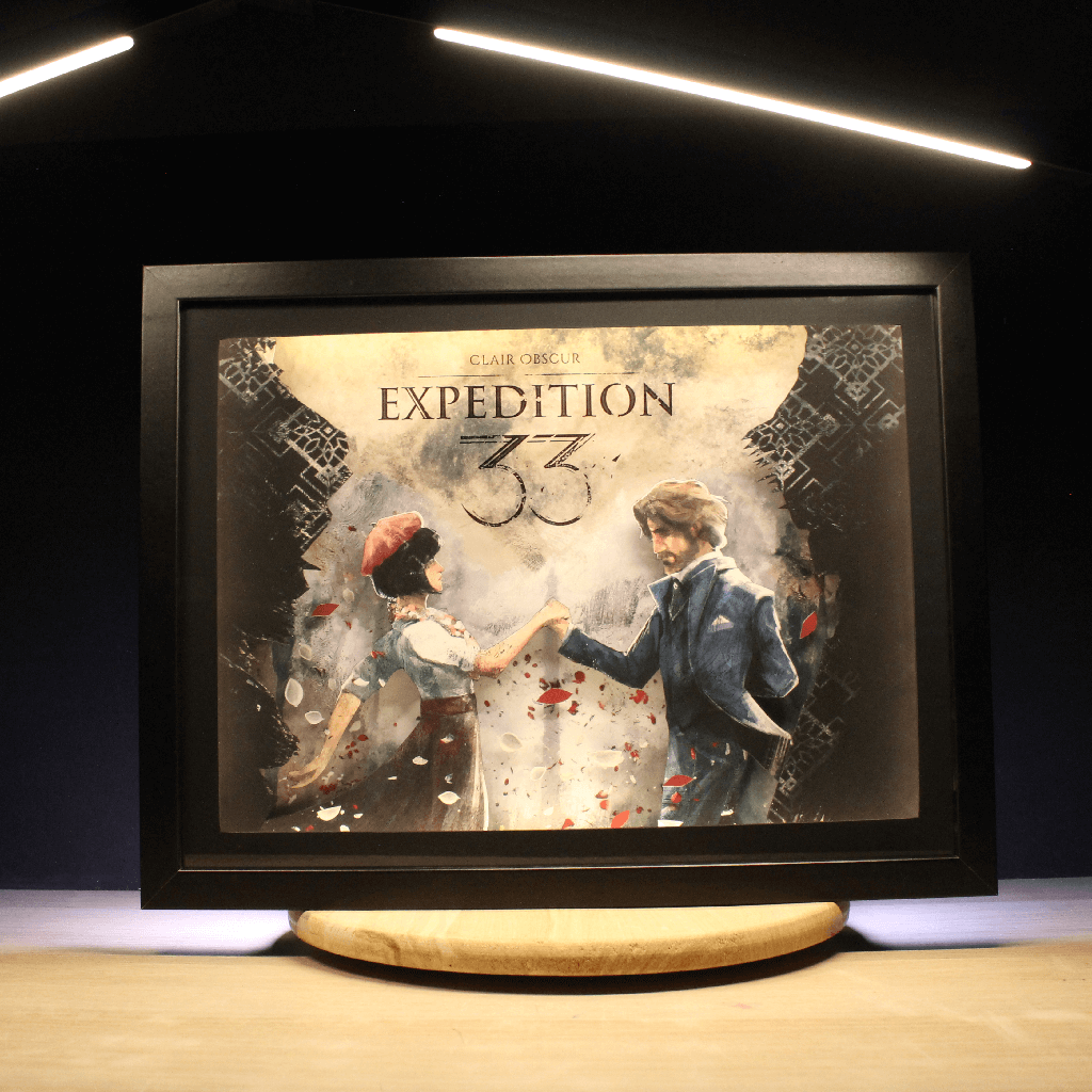 Dioramax - Cadre lumineux LED Expedition 33 | Déco Gaming-room | Tableau lumineux | Affiche jeux vidéo | Idée cadeau gamer | Retro-gaming
