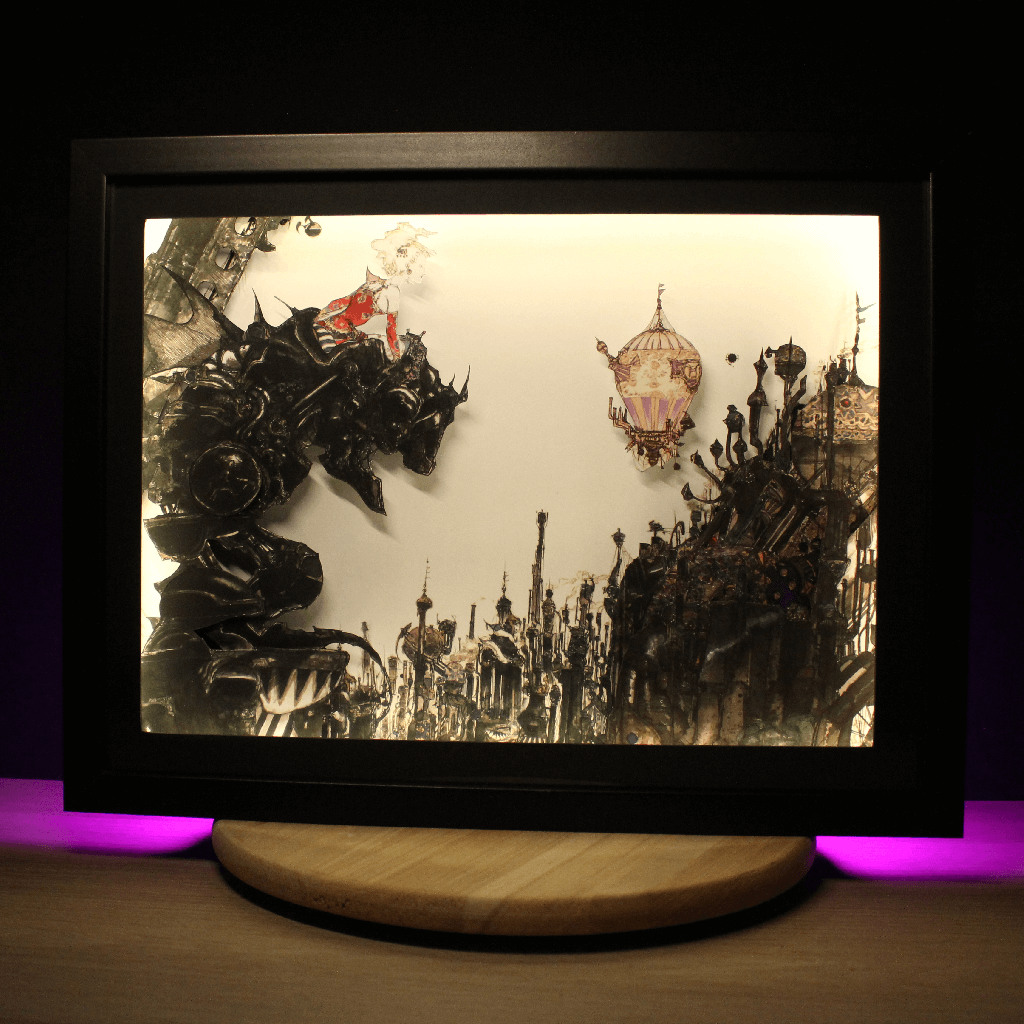 Dioramax - Cadre lumineux LED FF6 Amano | Déco Gaming-room | Tableau lumineux | Affiche jeux vidéo | Idée cadeau gamer | Retro-gaming