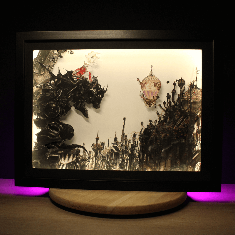 Dioramax - Cadre lumineux LED FF6 Amano | Déco Gaming-room | Tableau lumineux | Affiche jeux vidéo | Idée cadeau gamer | Retro-gaming