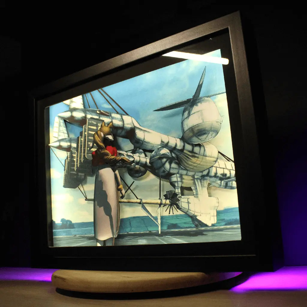 Dioramax - Cadre lumineux LED FF7 | Déco Gaming-room | Tableau lumineux | Affiche jeux vidéo | Idée cadeau gamer | Retro-gaming