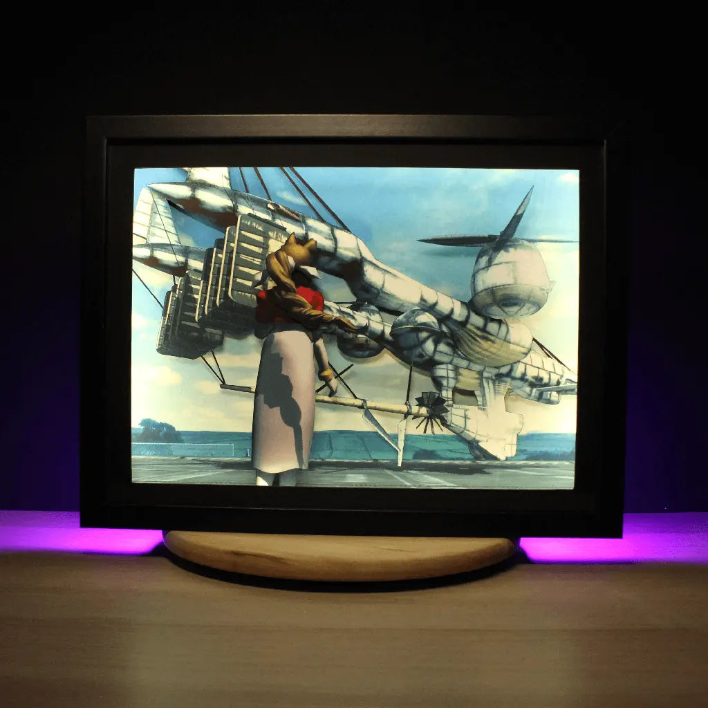 Dioramax - Cadre lumineux LED FF7 | Déco Gaming-room | Tableau lumineux | Affiche jeux vidéo | Idée cadeau gamer | Retro-gaming