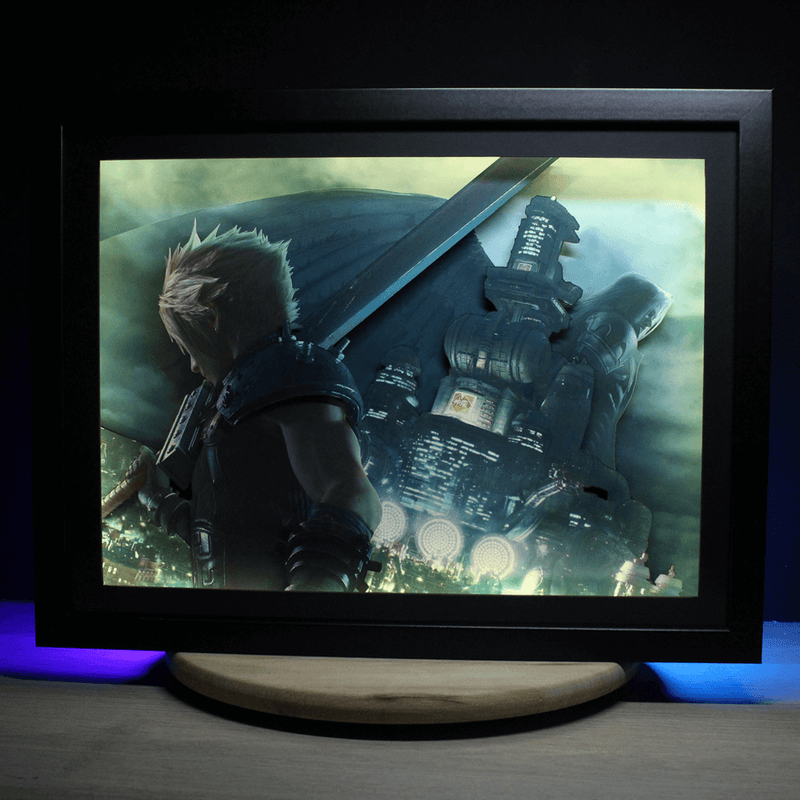 Dioramax - Cadre lumineux LED FF7 | Déco Gaming-room | Tableau lumineux | Affiche jeux vidéo | Idée cadeau gamer | Retro-gaming
