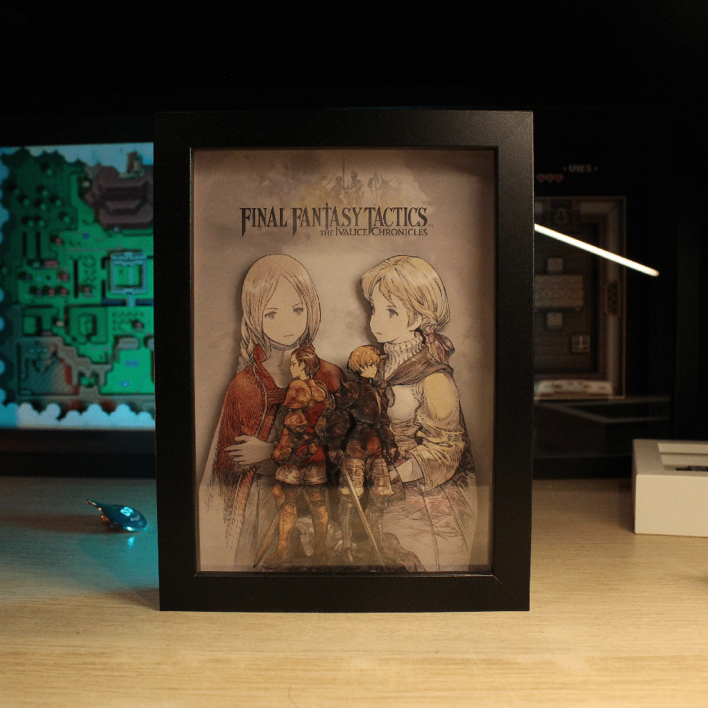 Dioramax - Cadre lumineux LED FF Tactics | Déco Gaming-room | Tableau lumineux | Affiche jeux vidéo | Idée cadeau gamer | Retro-gaming