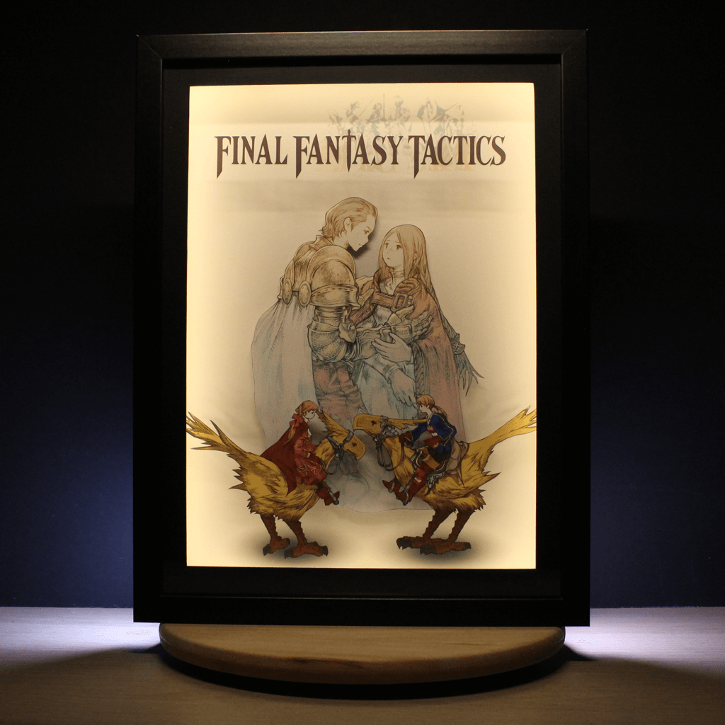 Dioramax - Cadre lumineux LED FFtactics | Déco Gaming-room | Tableau lumineux | Affiche jeux vidéo | Idée cadeau gamer | Retro-gaming