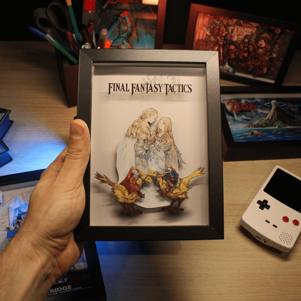 Dioramax - Cadre lumineux LED FFtactics | Déco Gaming-room | Tableau lumineux | Affiche jeux vidéo | Idée cadeau gamer | Retro-gaming