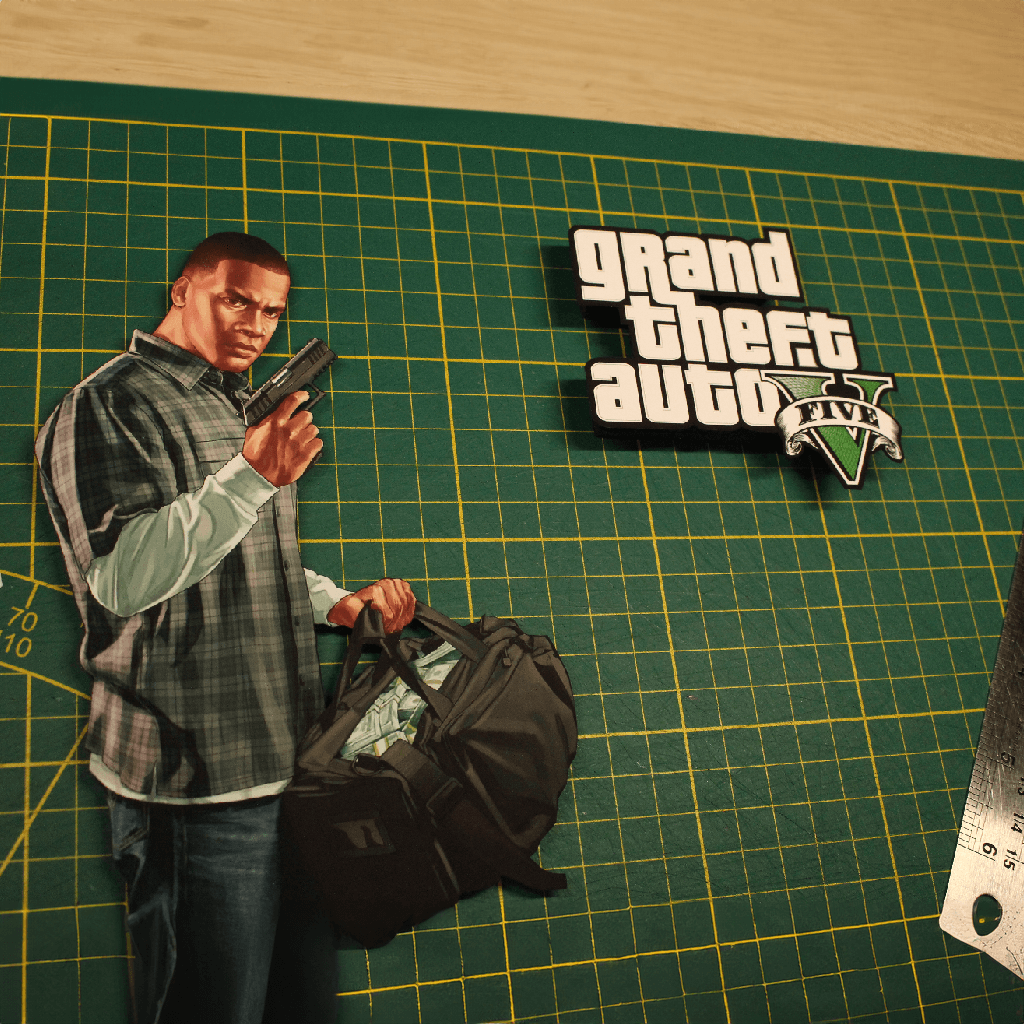 Dioramax - Cadre lumineux LED GTA5 | Déco Gaming-room | Tableau lumineux | Affiche jeux vidéo | Idée cadeau gamer | Retro-gaming