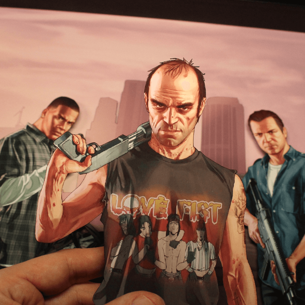Dioramax - Cadre lumineux LED GTA5 | Déco Gaming-room | Tableau lumineux | Affiche jeux vidéo | Idée cadeau gamer | Retro-gaming