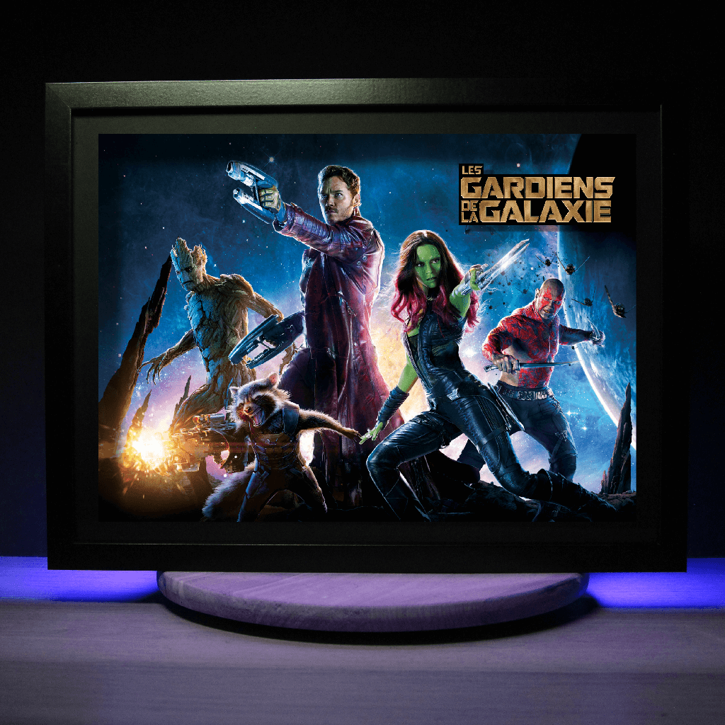 Dioramax - Cadre lumineux LED Les gardiens de la galaxie | Déco Gaming-room | Tableau lumineux | Affiche jeux vidéo | Idée cadeau gamer | Retro-gaming
