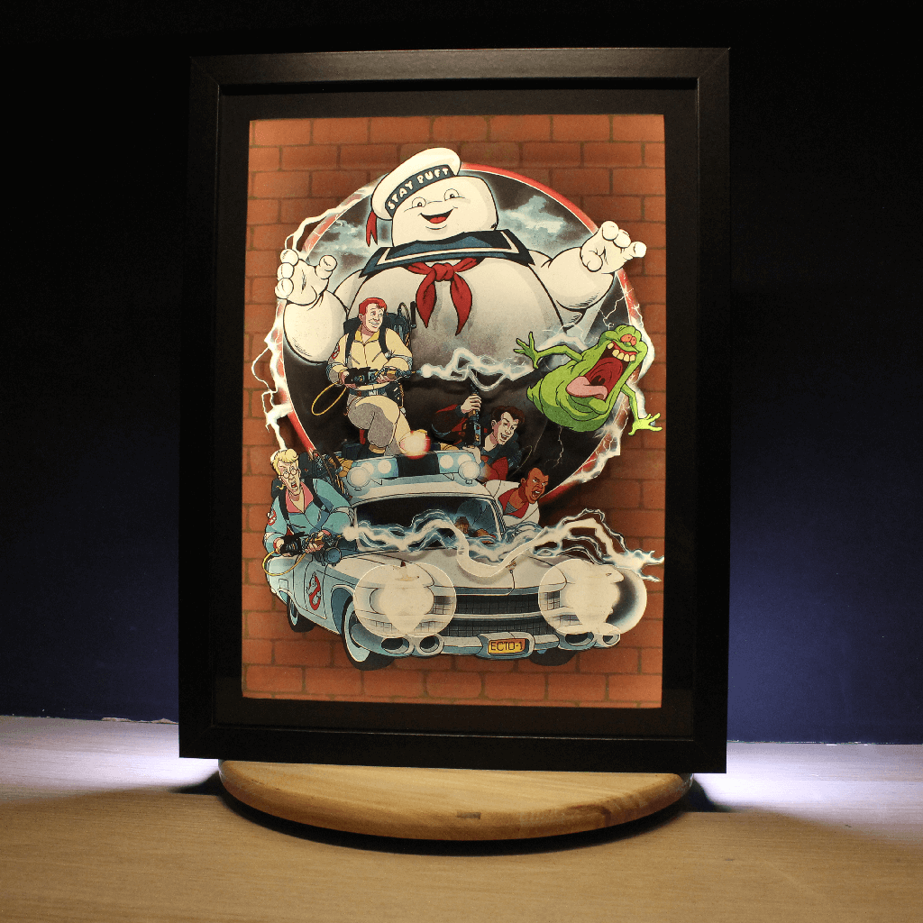 Dioramax - Cadre lumineux LED Ghostbusters | Déco Gaming-room | Tableau lumineux | Affiche jeux vidéo | Idée cadeau gamer | Retro-gaming