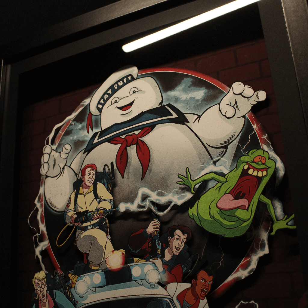 Dioramax - Cadre lumineux LED Ghostbusters | Déco Gaming-room | Tableau lumineux | Affiche jeux vidéo | Idée cadeau gamer | Retro-gaming