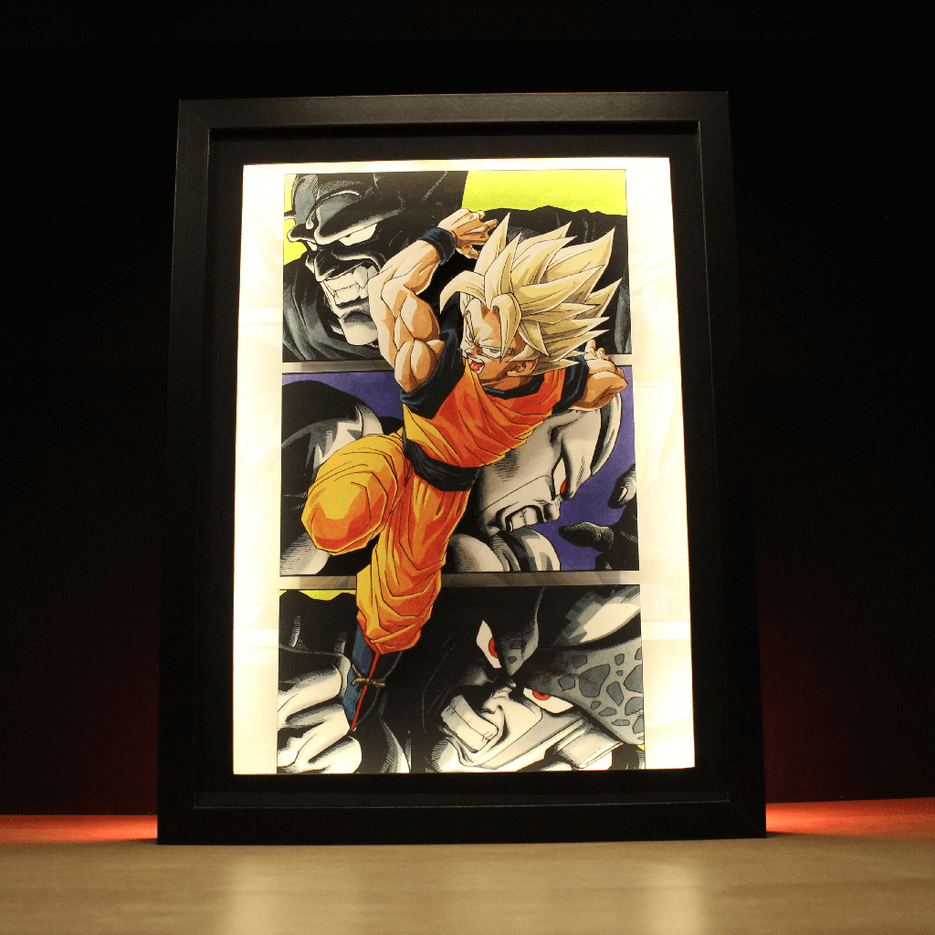 Dioramax - Cadre lumineux LED Dragon Ball | Déco Gaming-room | Tableau lumineux | Affiche jeux vidéo | Idée cadeau gamer | Retro-gaming