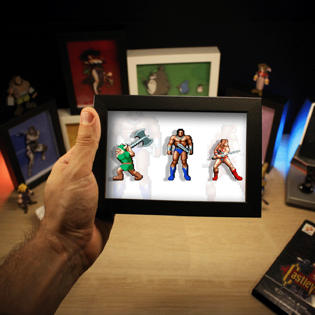 Dioramax - Cadre lumineux LED Golden Axe| Déco Gaming-room | Tableau lumineux | Affiche jeux vidéo | Idée cadeau gamer | Retro-gaming