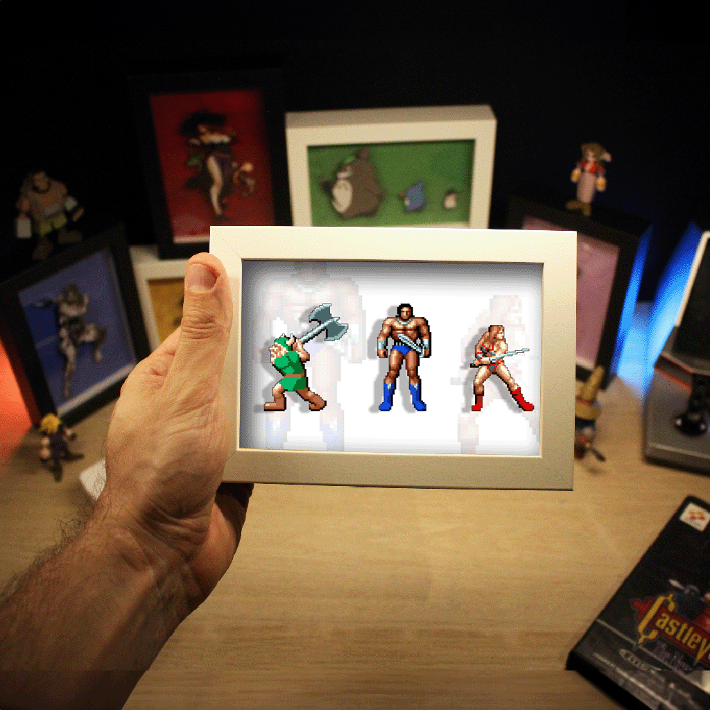 Dioramax - Cadre lumineux LED Golden Axe| Déco Gaming-room | Tableau lumineux | Affiche jeux vidéo | Idée cadeau gamer | Retro-gaming