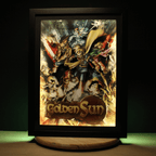 Dioramax - Cadre lumineux LED Golden Sun | Déco Gaming-room | Tableau lumineux | Affiche jeux vidéo | Idée cadeau gamer | Retro-gaming