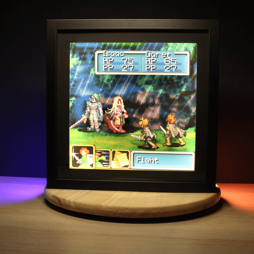 Dioramax - Cadre lumineux LED Golden Sun | Déco Gaming-room | Tableau lumineux | Affiche jeux vidéo | Idée cadeau gamer | Retro-gaming
