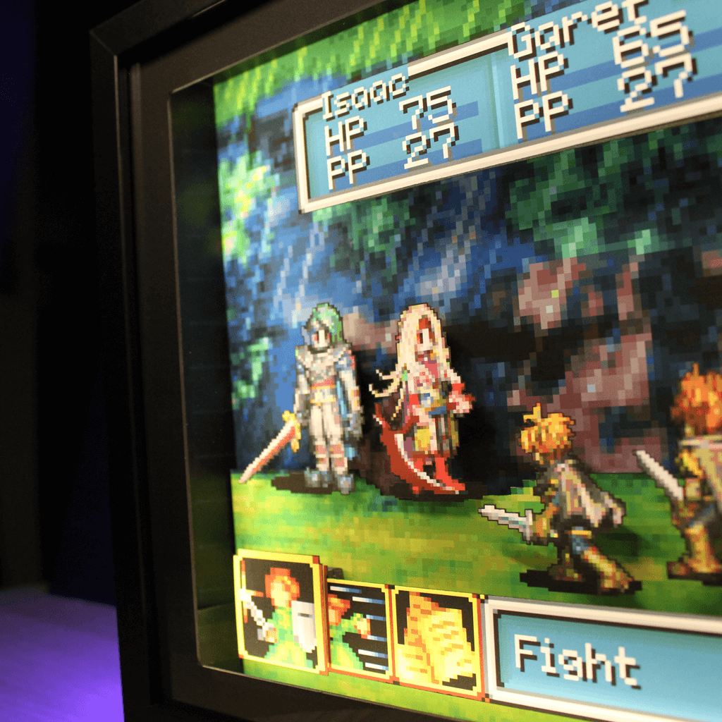 Dioramax - Cadre lumineux LED Golden Sun | Déco Gaming-room | Tableau lumineux | Affiche jeux vidéo | Idée cadeau gamer | Retro-gaming
