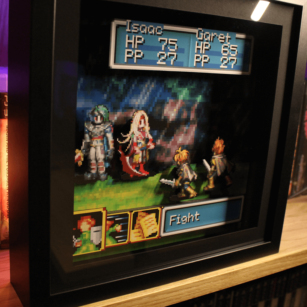Dioramax - Cadre lumineux LED Golden Sun | Déco Gaming-room | Tableau lumineux | Affiche jeux vidéo | Idée cadeau gamer | Retro-gaming