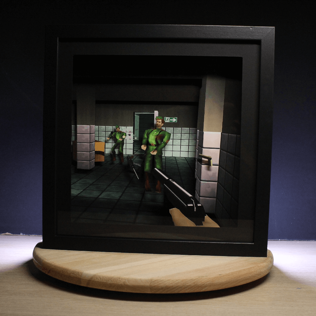 Dioramax - Cadre lumineux LED Golden Eye 64 | Déco Gaming-room | Tableau lumineux | Affiche jeux vidéo | Idée cadeau gamer | Retro-gaming