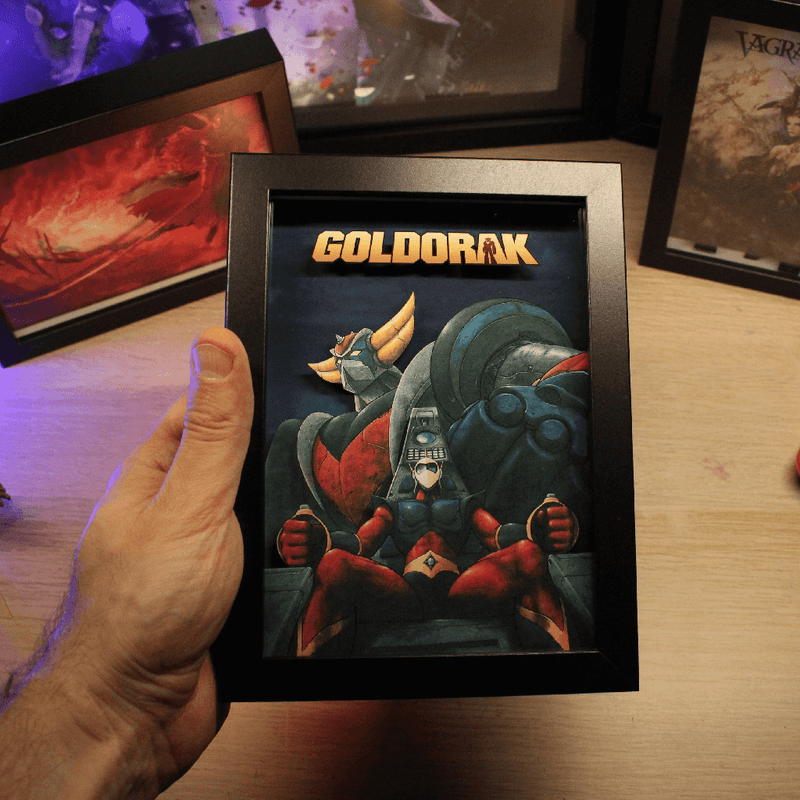Dioramax - Cadre lumineux LED Goldorak | Déco Gaming-room | Tableau lumineux | Affiche jeux vidéo | Idée cadeau gamer | Retro-gaming