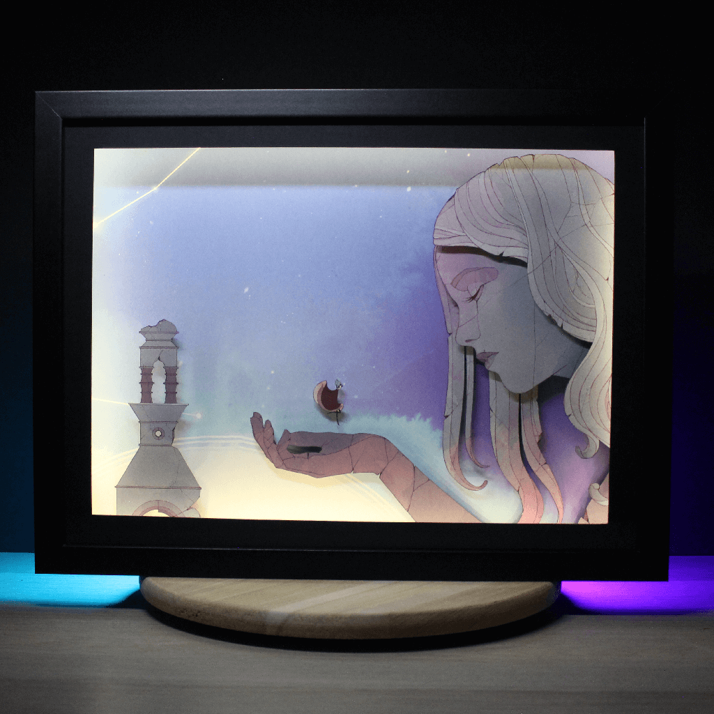 Dioramax - Cadre lumineux LED Gris | Déco Gaming-room | Tableau lumineux | Affiche jeux vidéo | Idée cadeau gamer | Retro-gaming
