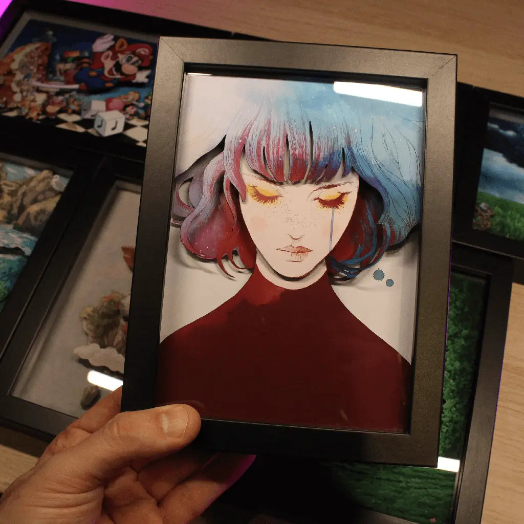 Dioramax - Cadre lumineux LED Gris | Déco Gaming-room | Tableau lumineux | Affiche jeux vidéo | Idée cadeau gamer | Retro-gaming