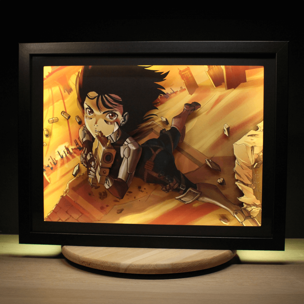 Dioramax - Cadre lumineux LED Gunnm | Déco Gaming-room | Tableau lumineux | Affiche jeux vidéo | Idée cadeau gamer | Retro-gaming
