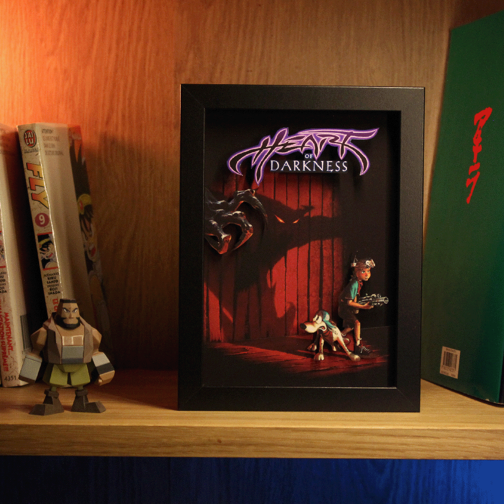 Dioramax - Cadre lumineux LED Heart of Darkness | Déco Gaming-room | Tableau lumineux | Affiche jeux vidéo | Idée cadeau gamer | Retro-gaming