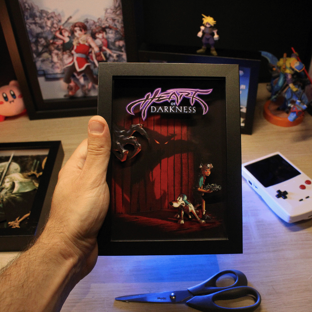 Dioramax - Cadre lumineux LED Heart of Darkness | Déco Gaming-room | Tableau lumineux | Affiche jeux vidéo | Idée cadeau gamer | Retro-gaming