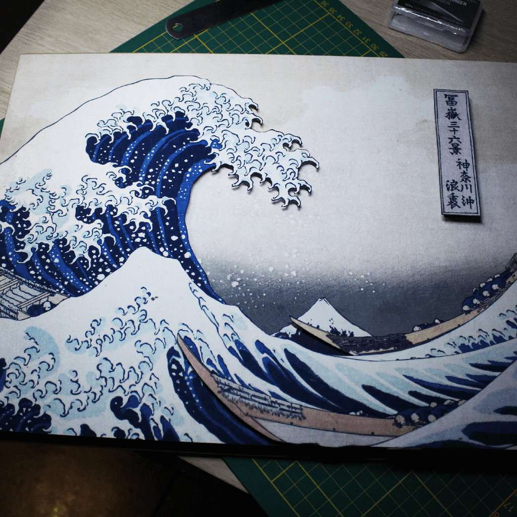 Dioramax - Cadre lumineux LED Hokusai | Déco Gaming-room | Tableau lumineux | Affiche jeux vidéo | Idée cadeau gamer | Retro-gaming