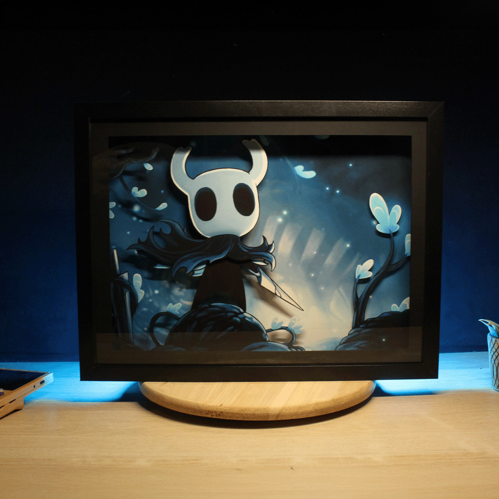 Dioramax - Cadre lumineux LED Hollow Knight | Déco Gaming-room | Tableau lumineux | Affiche jeux vidéo | Idée cadeau gamer | Retro-gaming