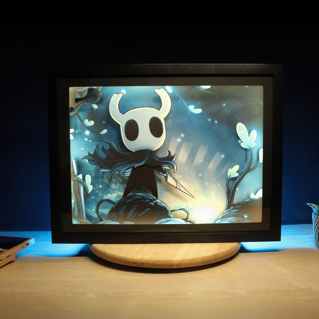 Dioramax - Cadre lumineux LED Hollow Knight | Déco Gaming-room | Tableau lumineux | Affiche jeux vidéo | Idée cadeau gamer | Retro-gaming