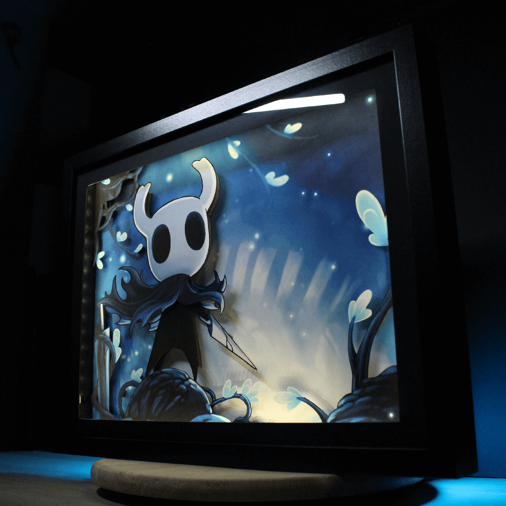 Dioramax - Cadre lumineux LED Hollow Knight | Déco Gaming-room | Tableau lumineux | Affiche jeux vidéo | Idée cadeau gamer | Retro-gaming