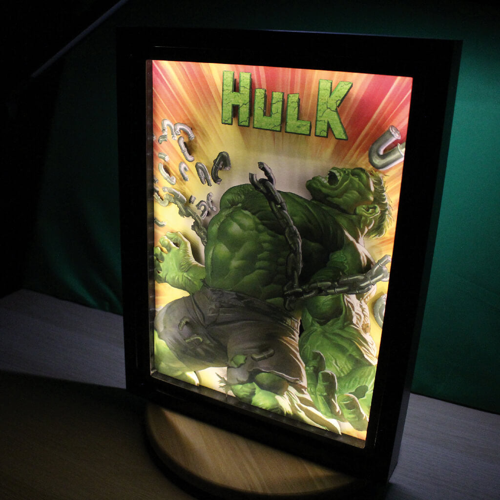 Dioramax - Cadre lumineux LED Hulk | Déco Gaming-room | Tableau lumineux | Affiche jeux vidéo | Idée cadeau gamer | Retro-gaming