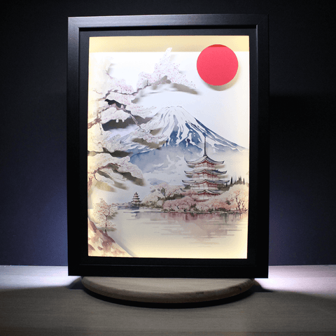 Diorama japon, cadre lumineux, déco gaming room