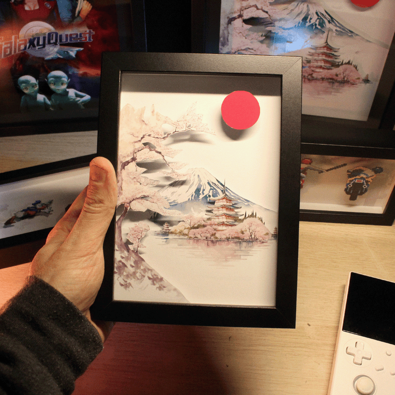 Dioramax - Cadre lumineux LED Japon | Déco Gaming-room | Tableau lumineux | Affiche jeux vidéo | Idée cadeau gamer | Retro-gaming