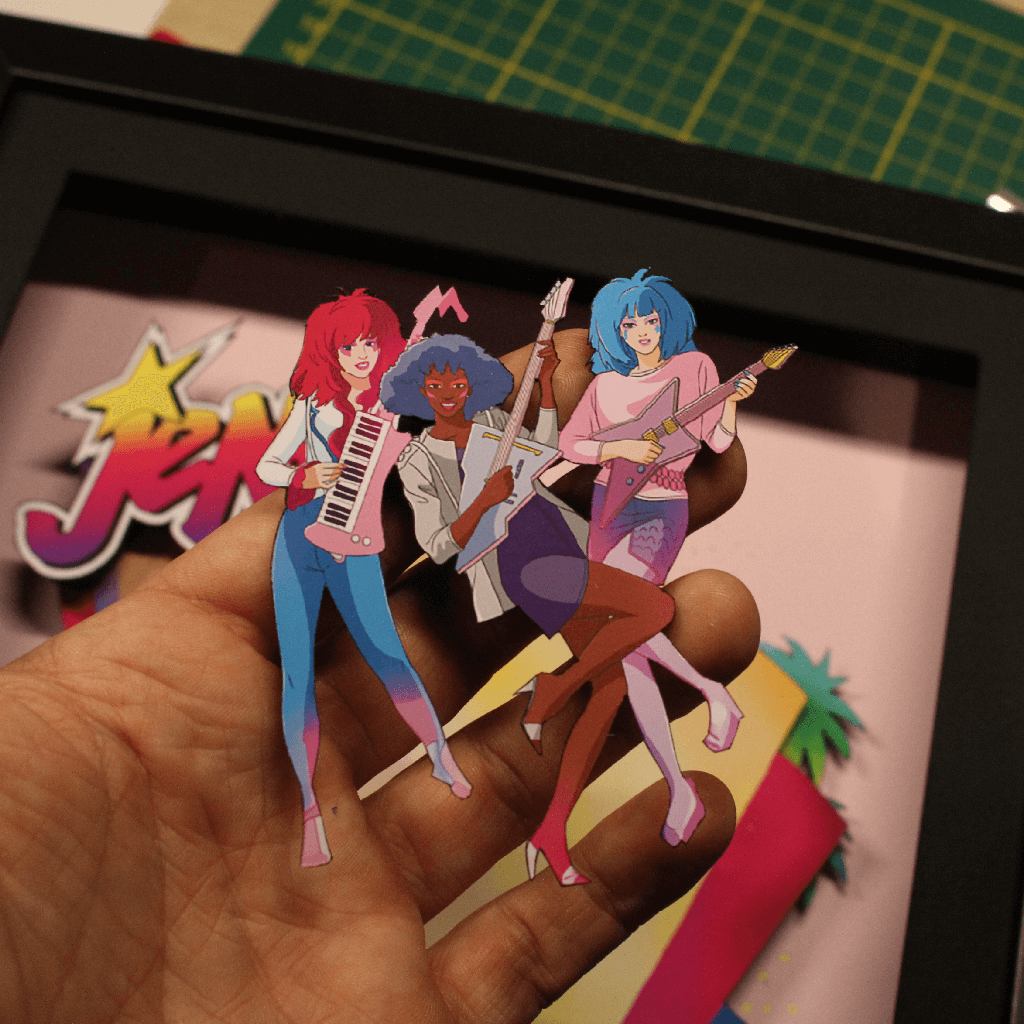 Dioramax - Cadre lumineux LED Jem | Déco Gaming-room | Tableau lumineux | Affiche jeux vidéo | Idée cadeau gamer | Retro-gaming