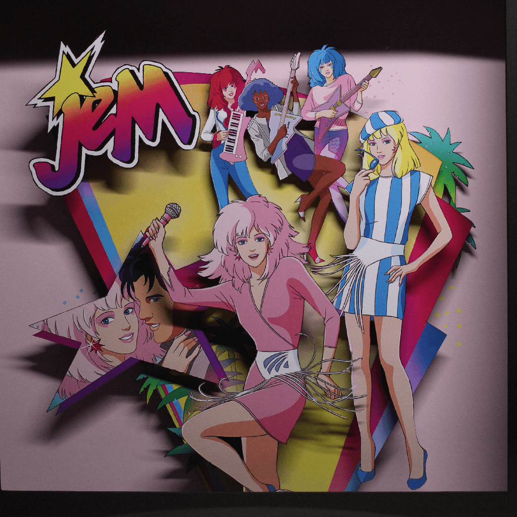 Dioramax - Cadre lumineux LED Jem | Déco Gaming-room | Tableau lumineux | Affiche jeux vidéo | Idée cadeau gamer | Retro-gaming