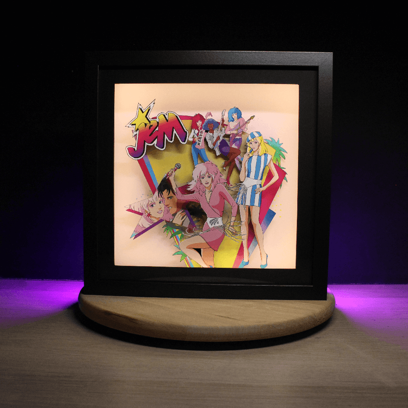 Dioramax - Cadre lumineux LED Jem | Déco Gaming-room | Tableau lumineux | Affiche jeux vidéo | Idée cadeau gamer | Retro-gaming