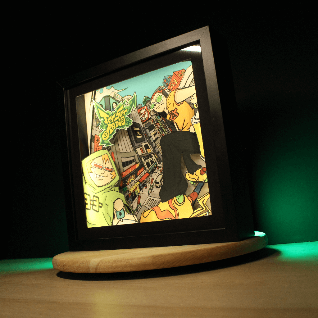 Dioramax - Cadre lumineux LED Jet set Radio | Déco Gaming-room | Tableau lumineux | Affiche jeux vidéo | Idée cadeau gamer | Retro-gaming