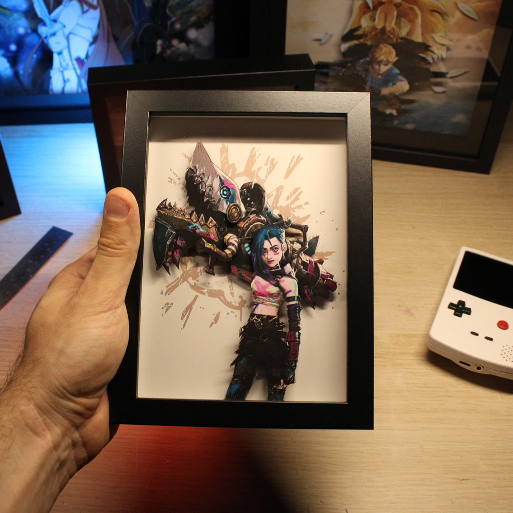 Dioramax - Cadre lumineux LED Jinx | Déco Gaming-room | Tableau lumineux | Affiche jeux vidéo | Idée cadeau gamer | Retro-gaming