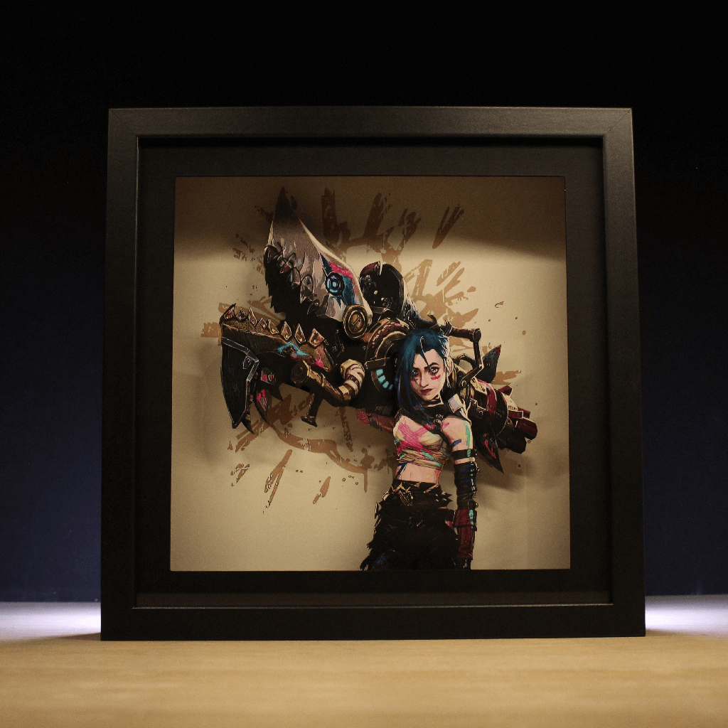 Dioramax - Cadre lumineux LED Jinx | Déco Gaming-room | Tableau lumineux | Affiche jeux vidéo | Idée cadeau gamer | Retro-gaming